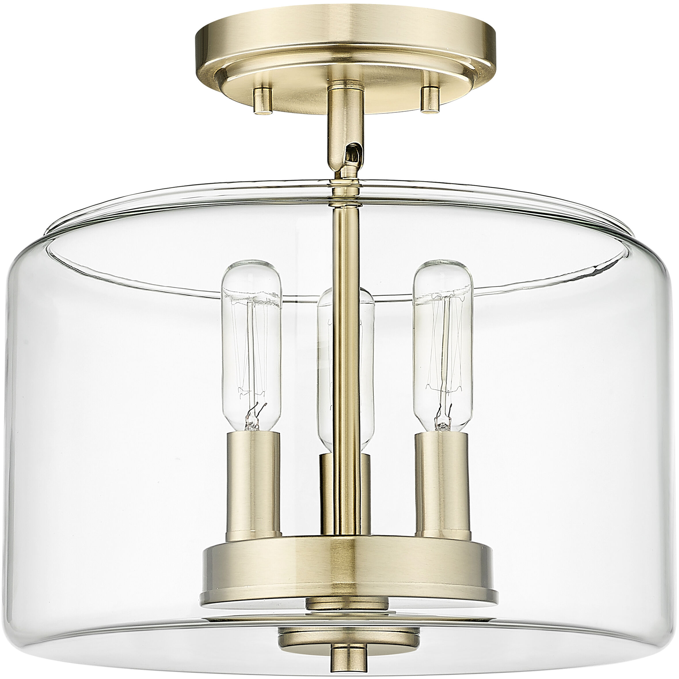 Asheville 3 Light 11 inch Modern Gold Semi-Flush Mount Ceiling Light
